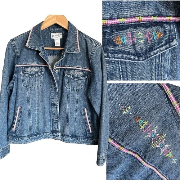 Pendleton Jackets & Blazers - Pendleton Women's Beaded Denim Jacket, Size Petite Large